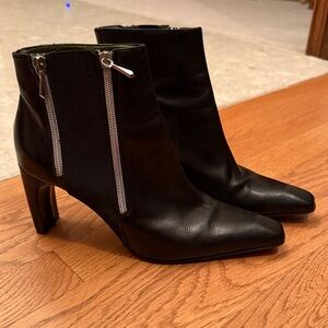 Donald J. Pliner Black Ankle Boots with Silver Zippers